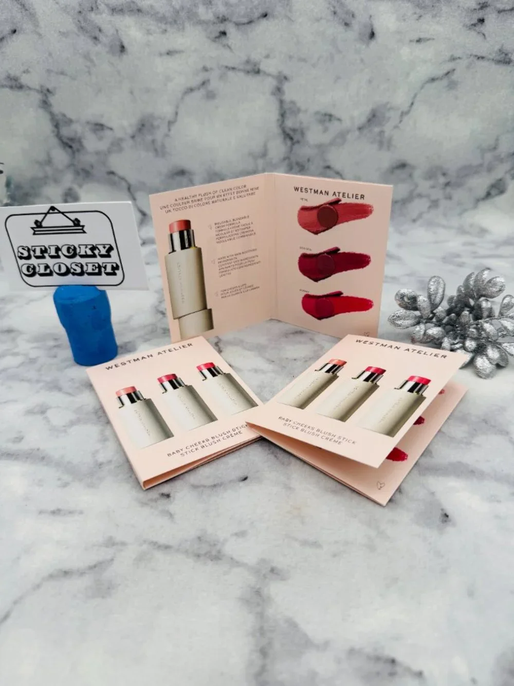 Westman Atelier Beauty Set-3xBaby Cheek Blush Stick Petal,Dou Dou,Poppet-3pc-NEW